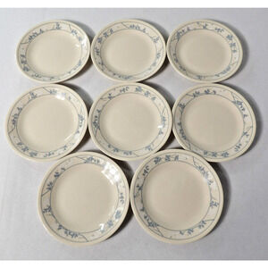 Corelle First Of Spring Bread Dessert Plates Sandstone Blue Vtg Set of 8